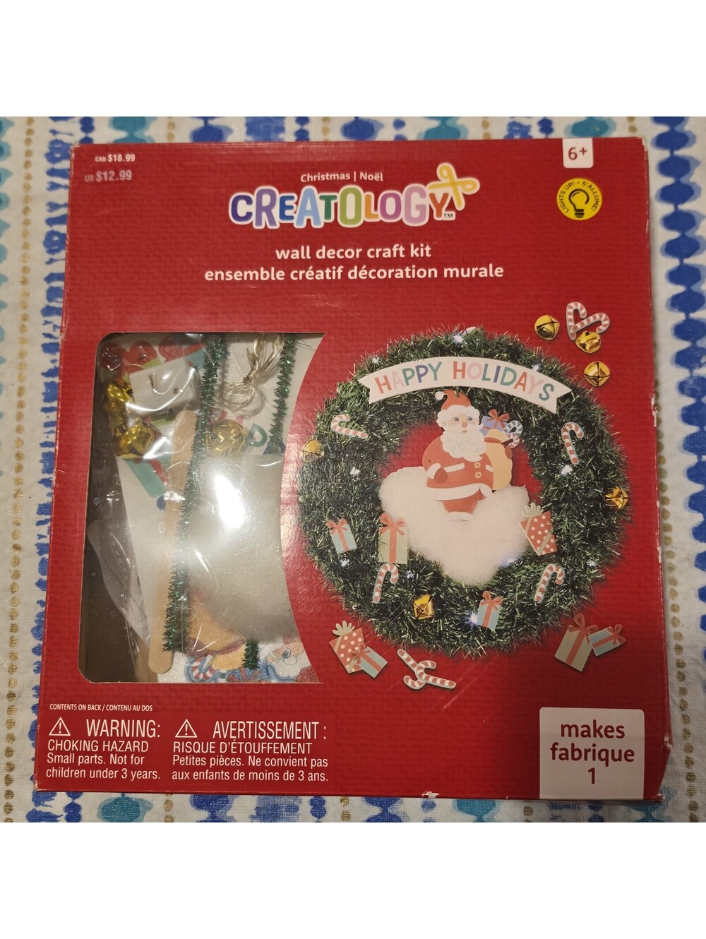 Creatology Christmas Santa Light Up Happy Holidays Wreath Kids Craft Kit